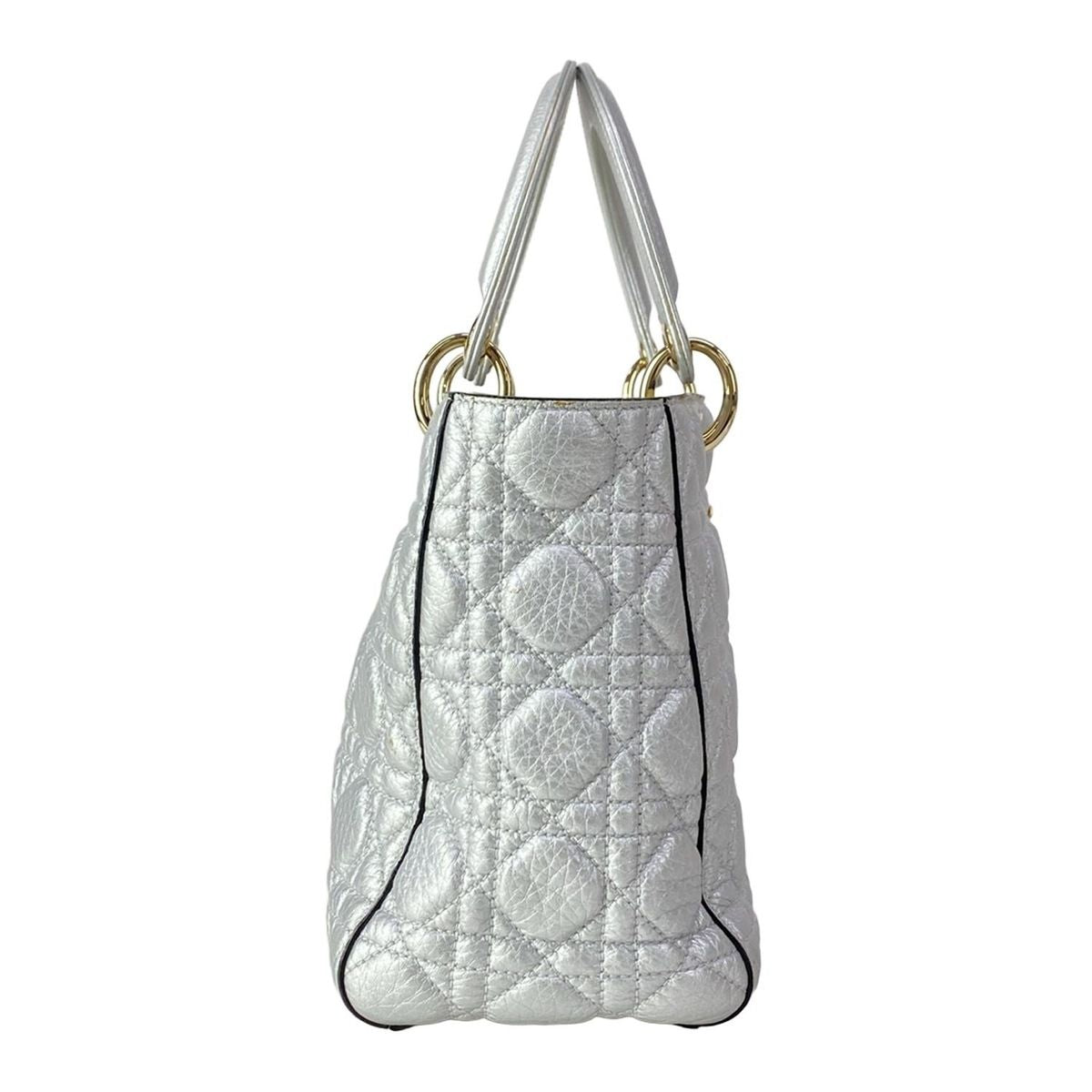 Dior Handbag Lady Bag Silver Leather — view 2