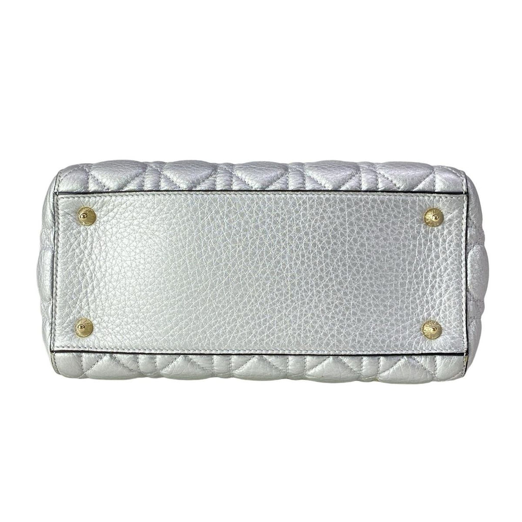 Dior Handbag Lady Bag Silver Leather — view 5