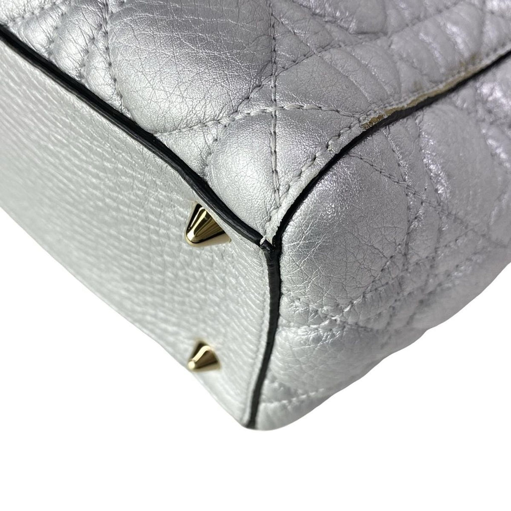 Dior Handbag Lady Bag Silver Leather — view 7