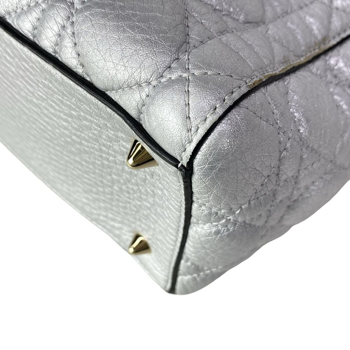 Dior Handbag Lady Bag Silver Leather — view 7