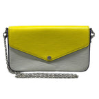 Louis Vuitton Wallet Epi Pochette Felicie Yellow Light Gray Purple Leather