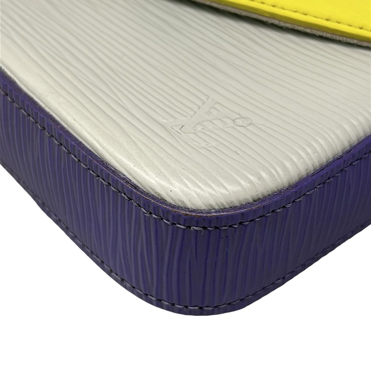 Louis Vuitton Wallet Epi Pochette Felicie Yellow Light Gray Purple Leather — view 6