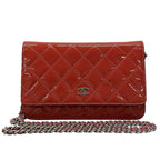 Chanel Wallet Quilted Pink Chain Silver Leather Shoulder
