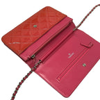 Chanel Wallet Quilted Pink Chain Silver Leather Shoulder — view 3