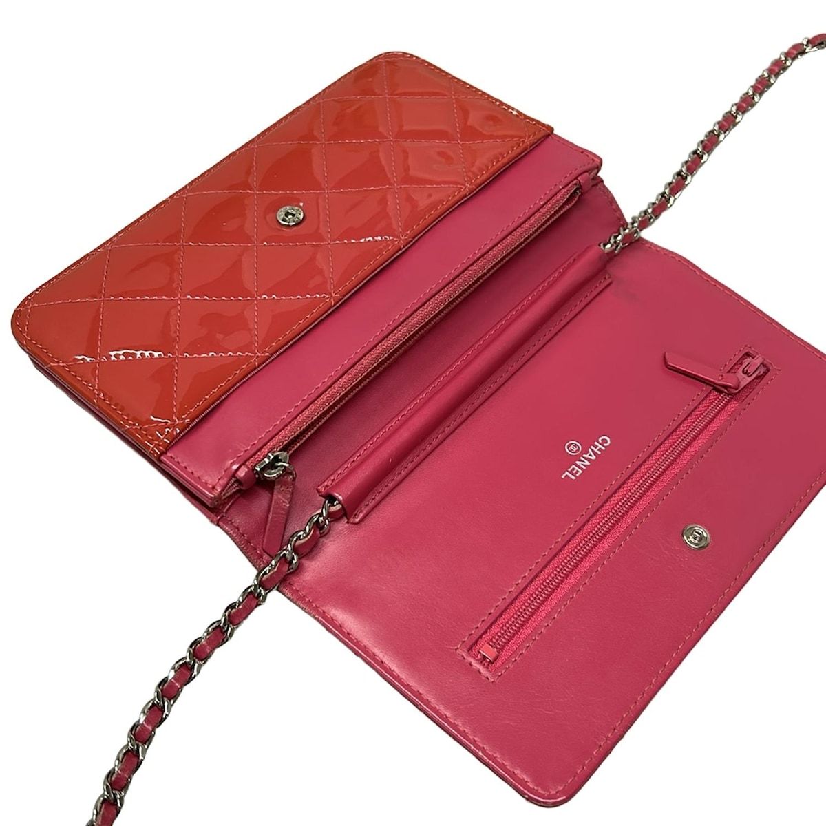 Chanel Wallet Quilted Pink Chain Silver Leather Shoulder — view 3