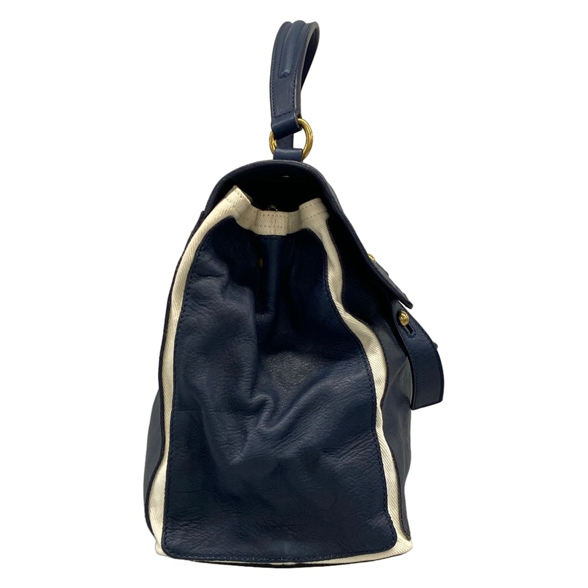 Saint Laurent Handbag Muse to Dark Navy Ivory Leather — view 2