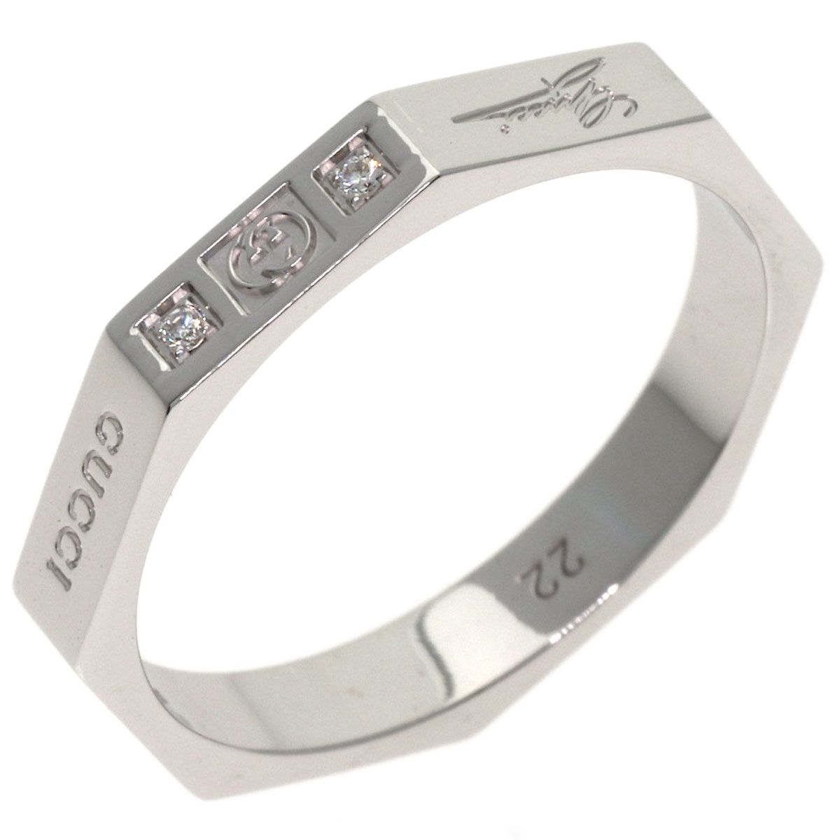 Gucci Octagonal Diamond Ring 18k White Gold — view 2