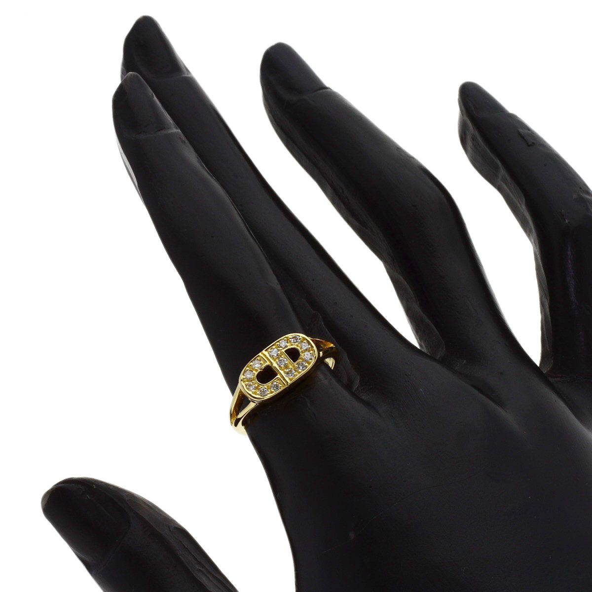 Dior Logo Diamond Ring 18k Yellow Gold — view 6