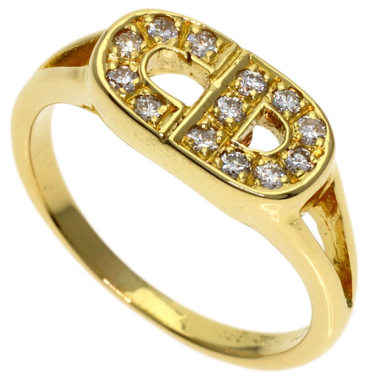 Dior Logo Diamond Ring 18k Yellow Gold