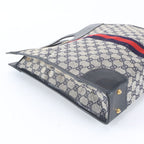 Gucci GG Canvas Leather Handbag Tote Navy — view 6
