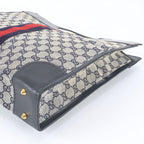 Gucci GG Canvas Leather Handbag Tote Navy — view 4