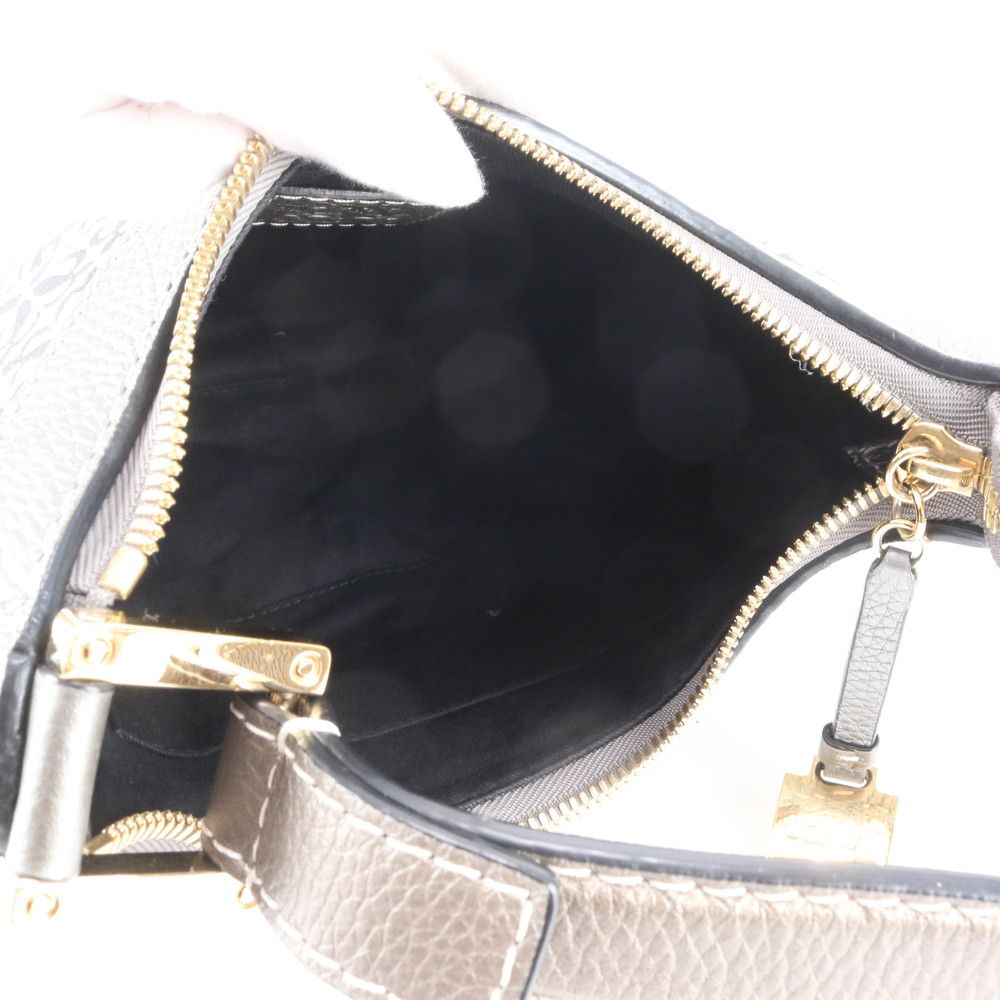 Loewe New Road Line Anagram Repeat Leather Canvas Shoulder Bag — view 7