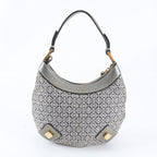 Loewe New Road Line Anagram Repeat Leather Canvas Shoulder Bag — view 3