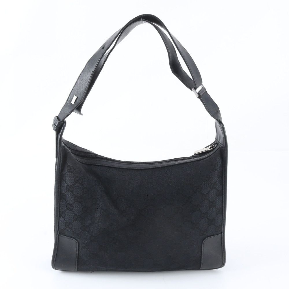 Gucci GG Canvas Leather Shoulder Bag Tote Hand Black — view 3