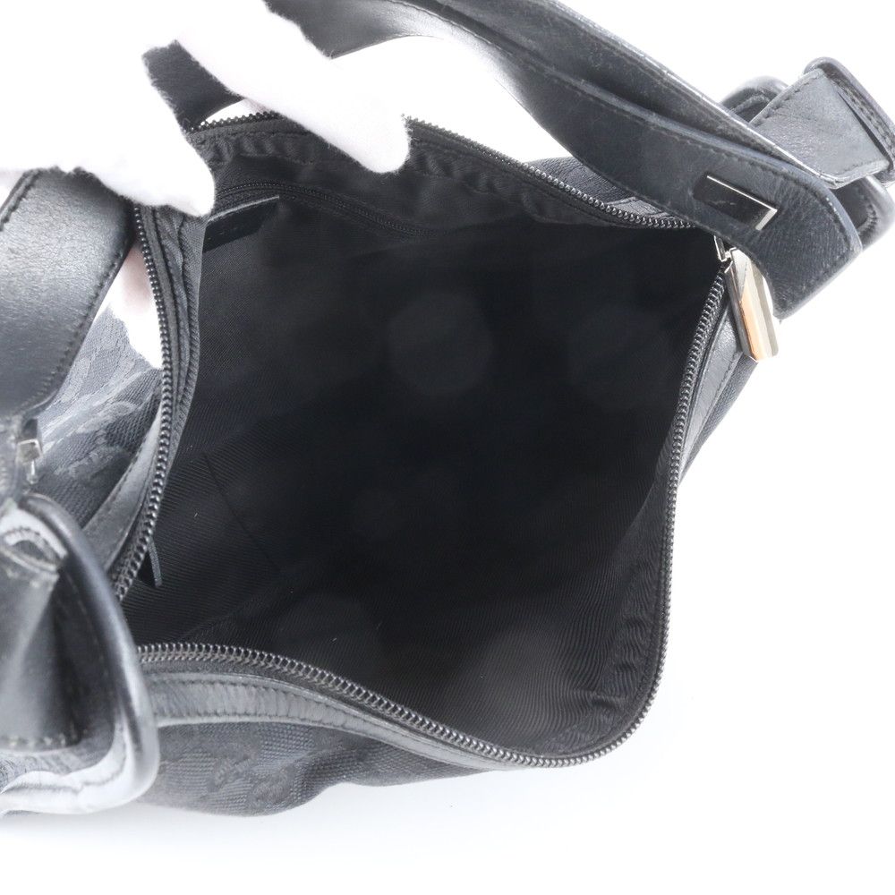 Gucci GG Canvas Leather Shoulder Bag Tote Hand Black — view 7