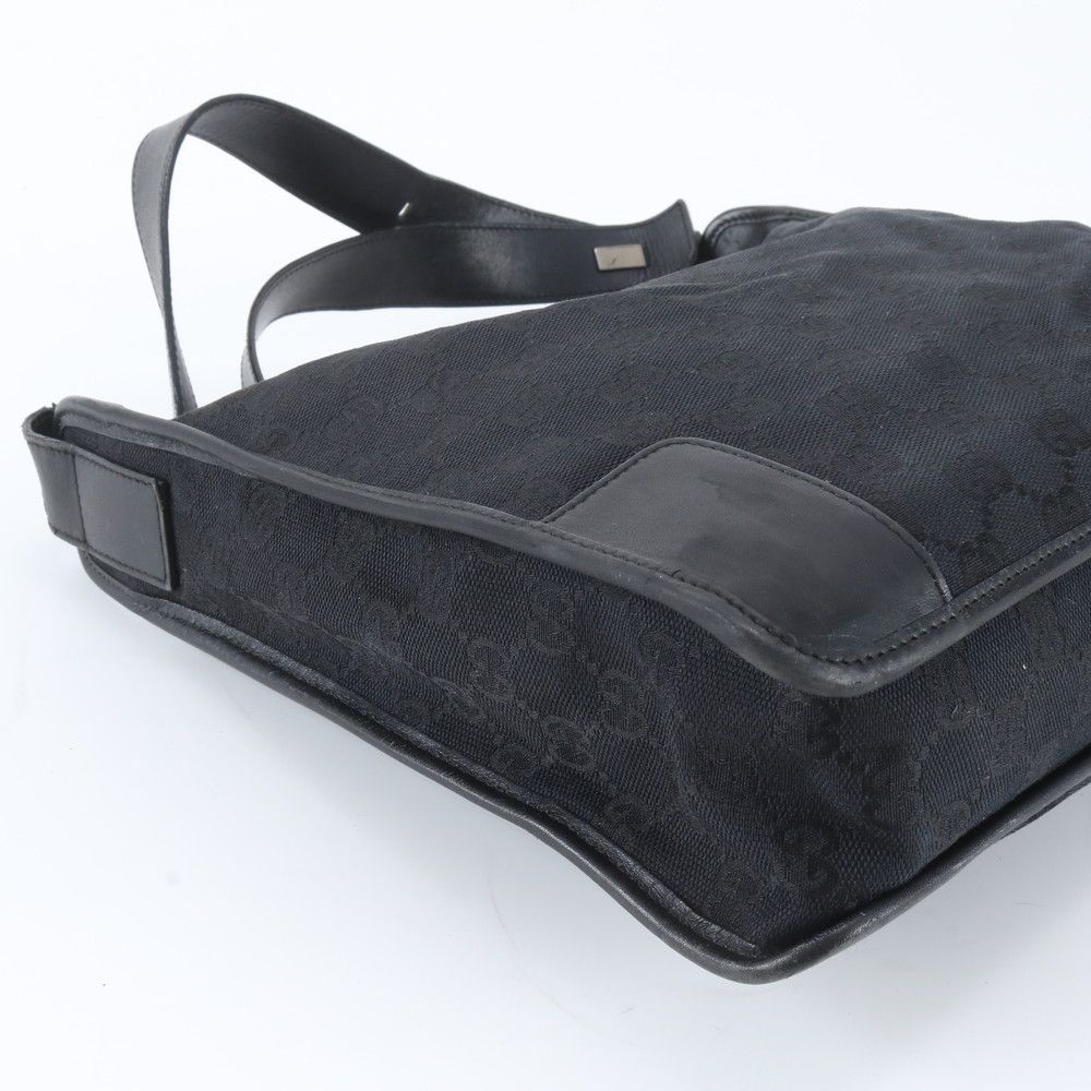 Gucci GG Canvas Leather Shoulder Bag Tote Hand Black — view 6
