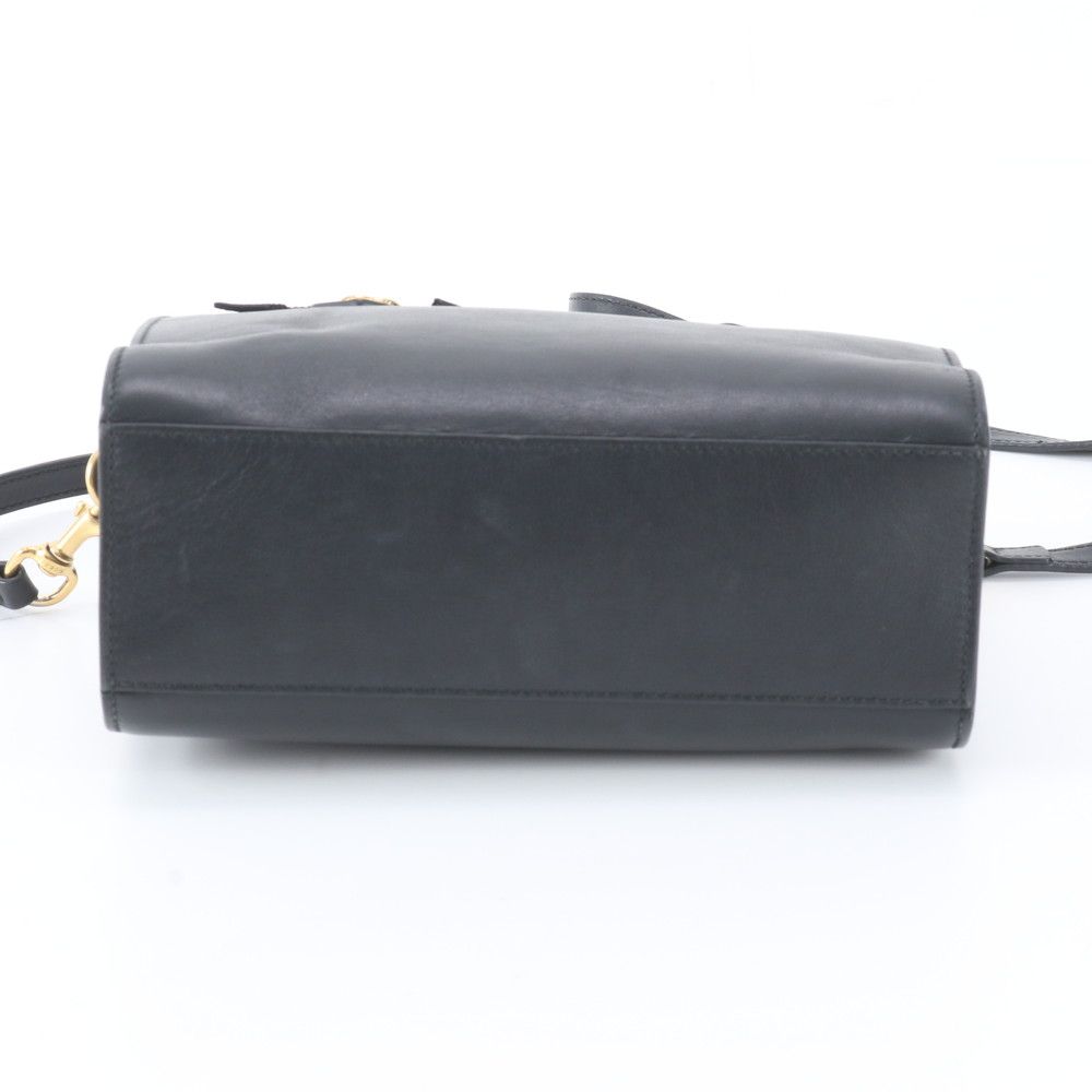 Gucci GG Ribbon Leather 2-Way Handbag Crossbody Tote Shoulder Black — view 6