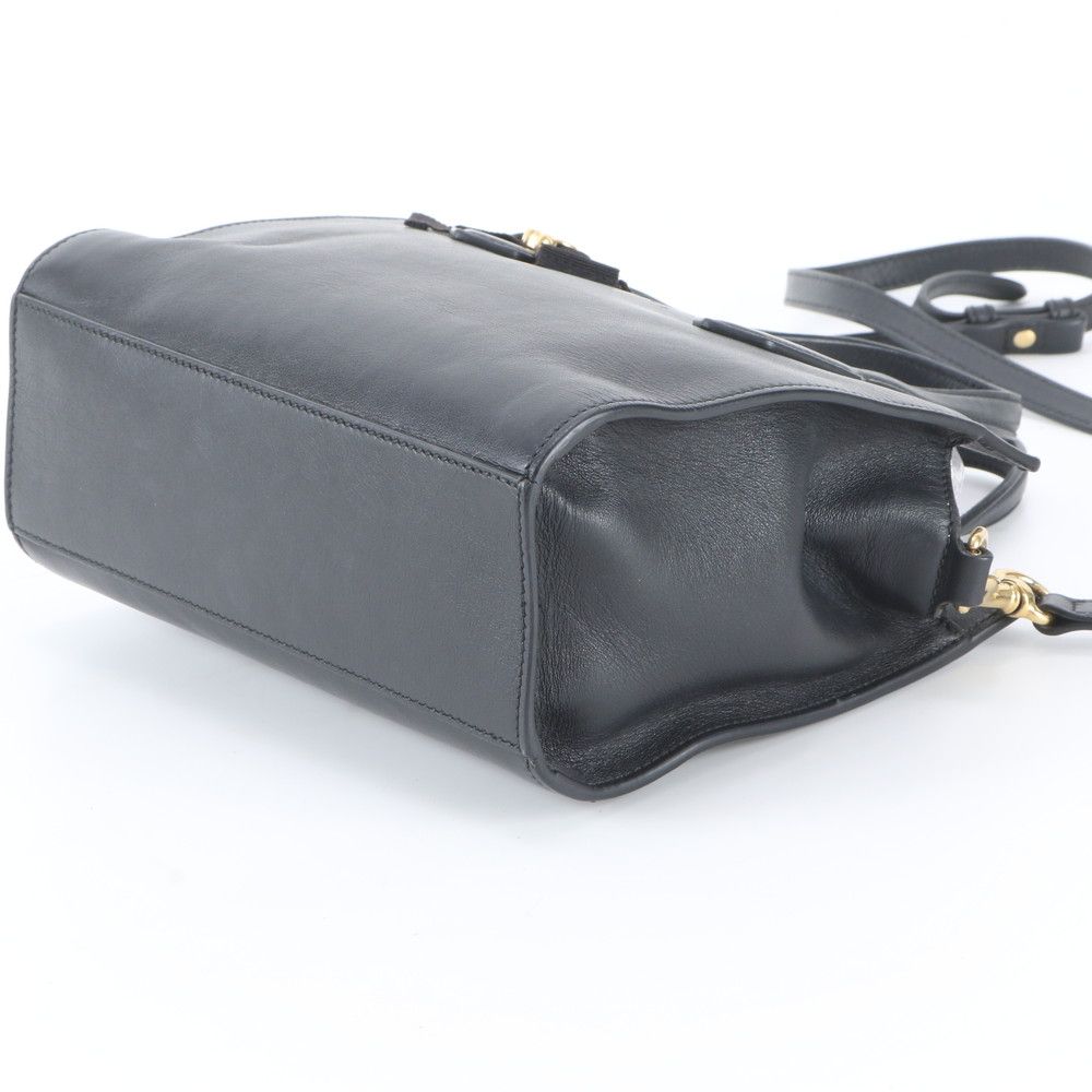Gucci GG Ribbon Leather 2-Way Handbag Crossbody Tote Shoulder Black — view 4