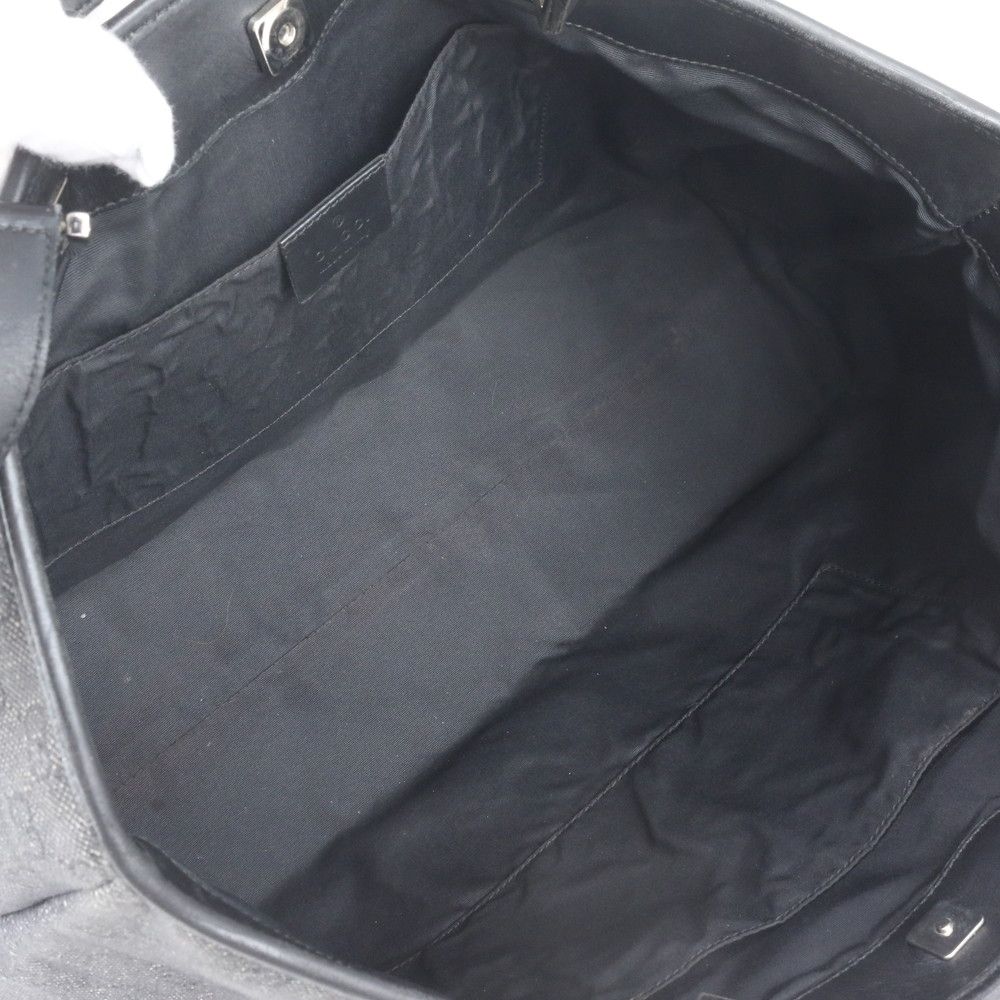 Gucci GG Canvas Leather Tote Shoulder Hand Black — view 7