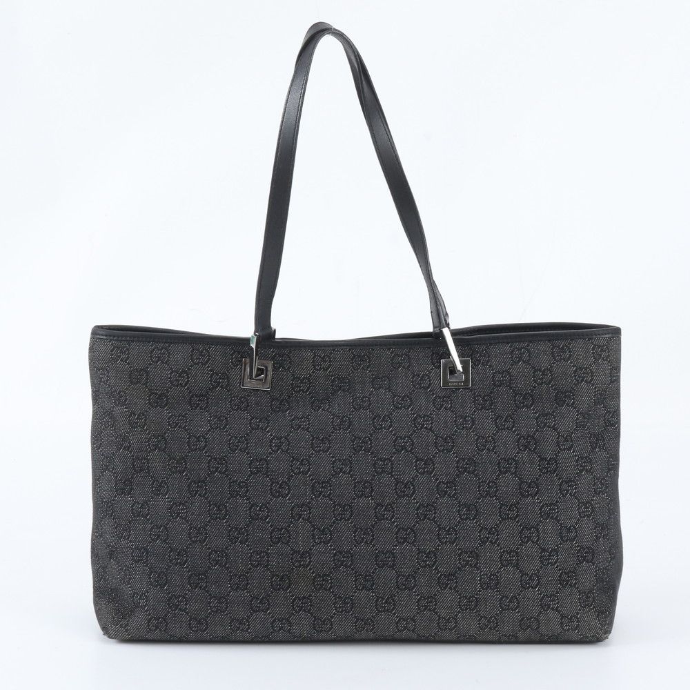Gucci GG Canvas Leather Tote Shoulder Hand Black — view 3