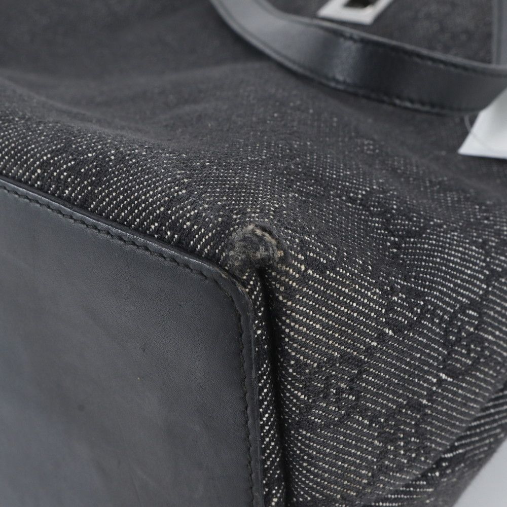 Gucci GG Canvas Leather Tote Shoulder Hand Black — view 9