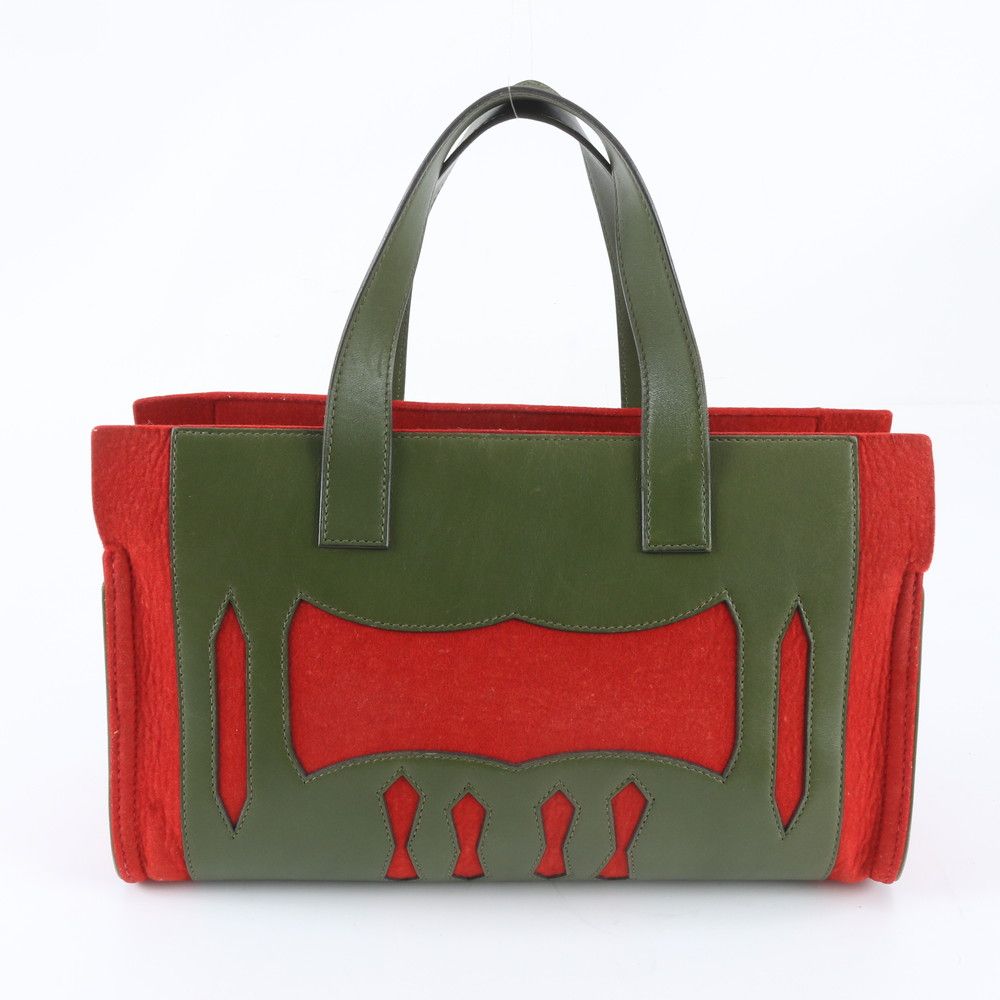 Hermes Petit Ash Leather Canvas Tote Shoulder Hand — view 3