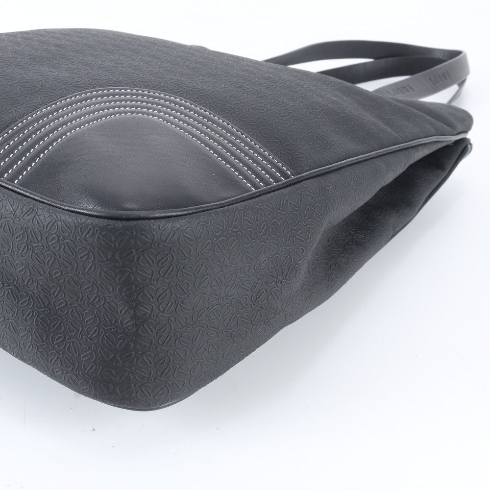 Loewe Anagram Repeat Leather Nylon Tote Shoulder Black — view 4