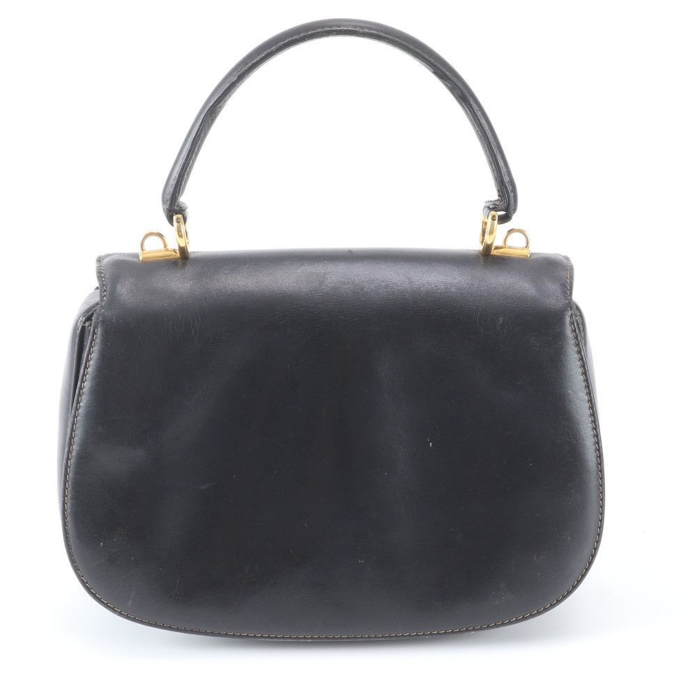 Gucci Vintage Ladylock Leather Handbag Tote Black — view 3