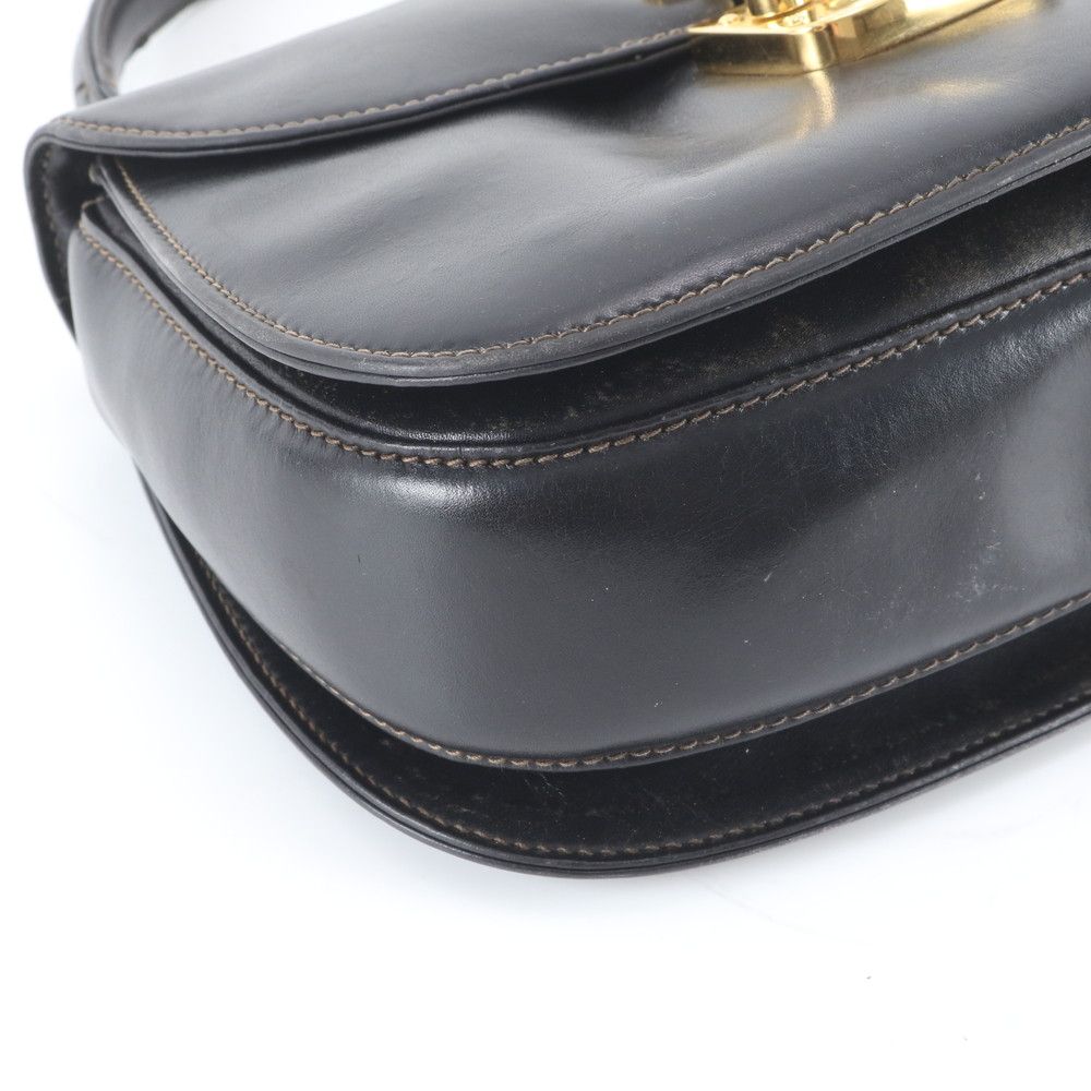 Gucci Vintage Ladylock Leather Handbag Tote Black — view 5
