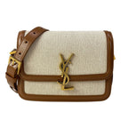 Saint Laurent Paris Shoulder Bag Solferino Small Ivory Brown Leather