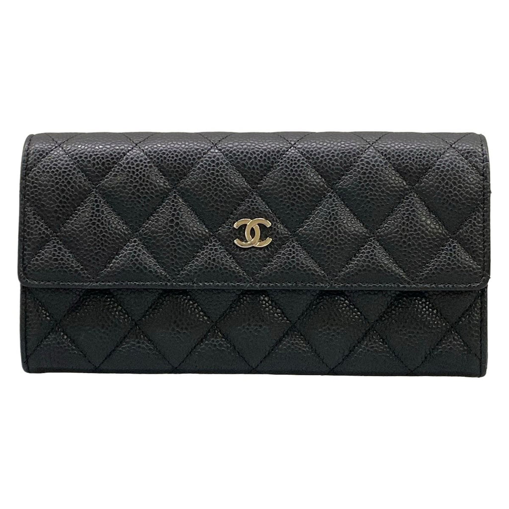 Chanel Wallet Quilted Black Silver
