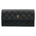 Chanel Wallet Quilted Black Silver