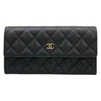Chanel Wallet Quilted Black Silver
