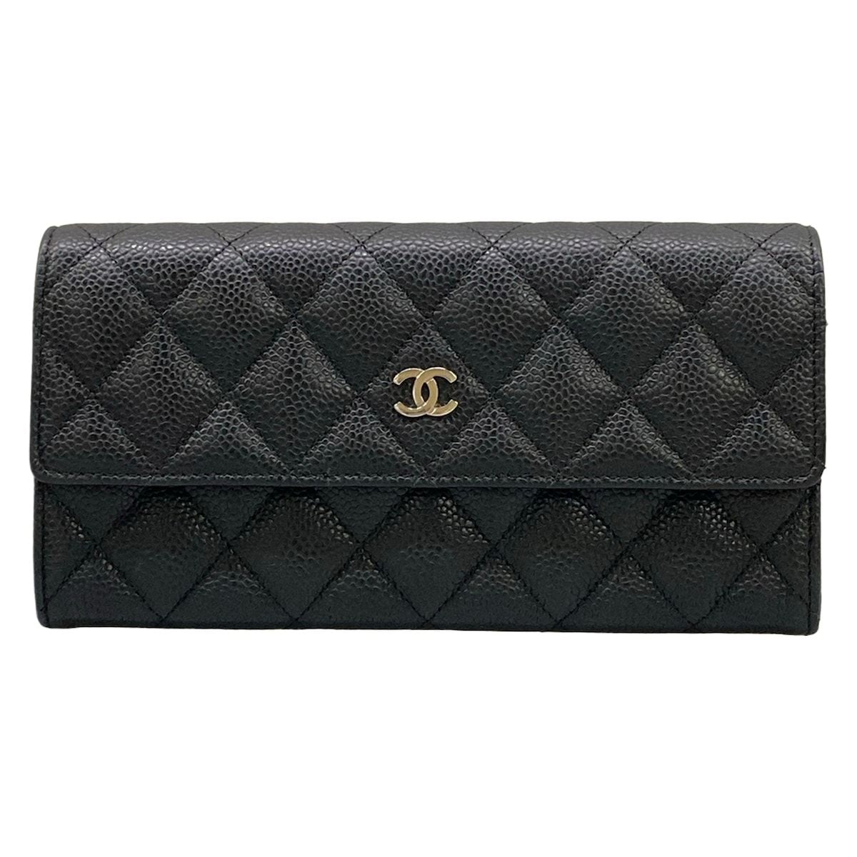Chanel Wallet Quilted Black Silver