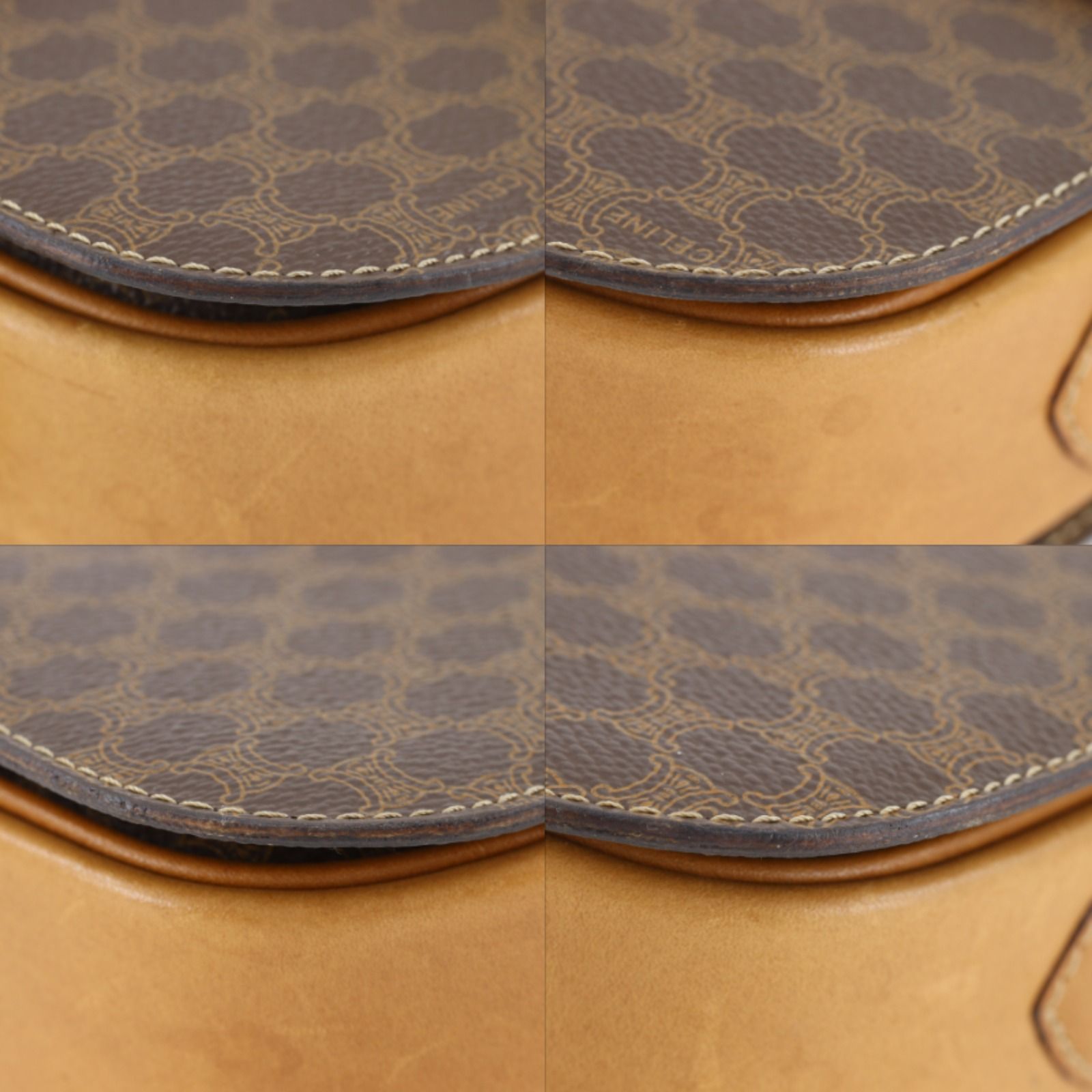 Celine Carriage Macadam Pattern Vintage Brown Shoulder — view 4