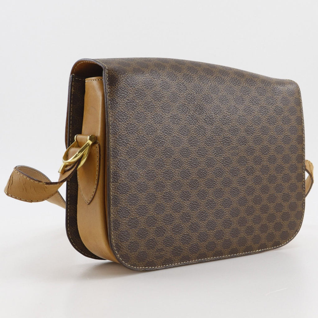 Celine Carriage Macadam Pattern Vintage Brown Shoulder — view 3
