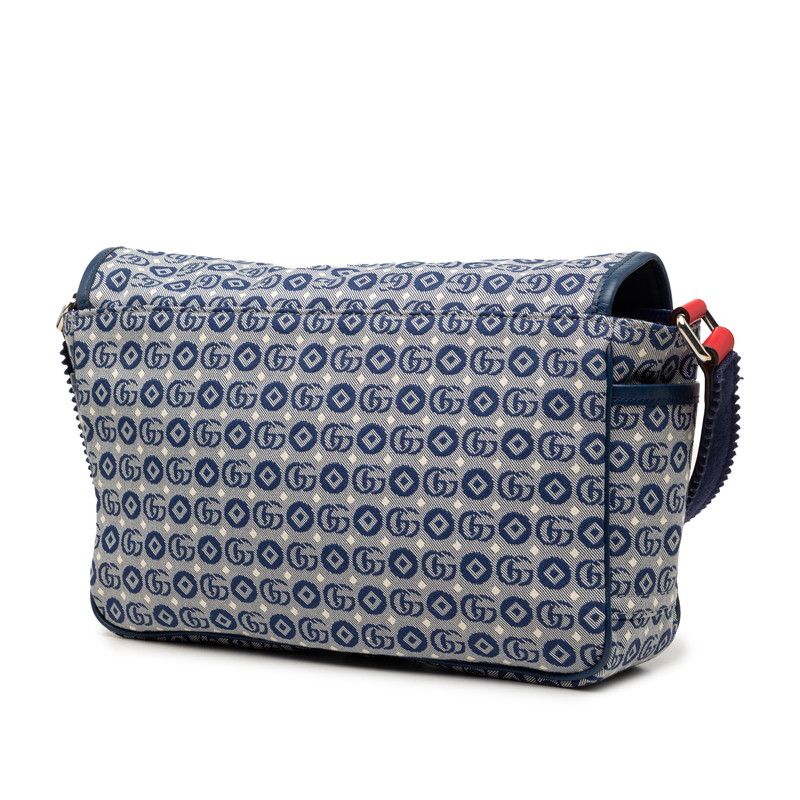 Gucci Children's Double Logo Star Shoulder Bag Blue Red Canvas Leather — view 2