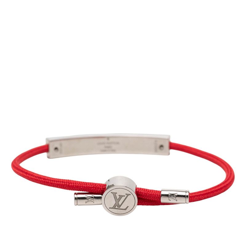 Louis Vuitton Bracelet LV Space Logo Plate Red Metal Nylon — view 3