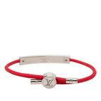 Louis Vuitton Bracelet LV Space Logo Plate Red Metal Nylon — view 3