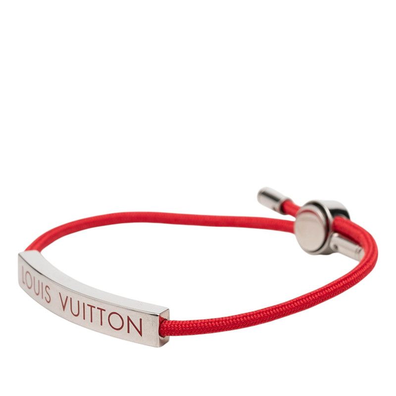 Louis Vuitton Bracelet LV Space Logo Plate Red Metal Nylon — view 2