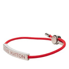 Louis Vuitton Bracelet LV Space Logo Plate Red Metal Nylon — view 2