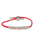 Louis Vuitton Bracelet LV Space Logo Plate Red Metal Nylon
