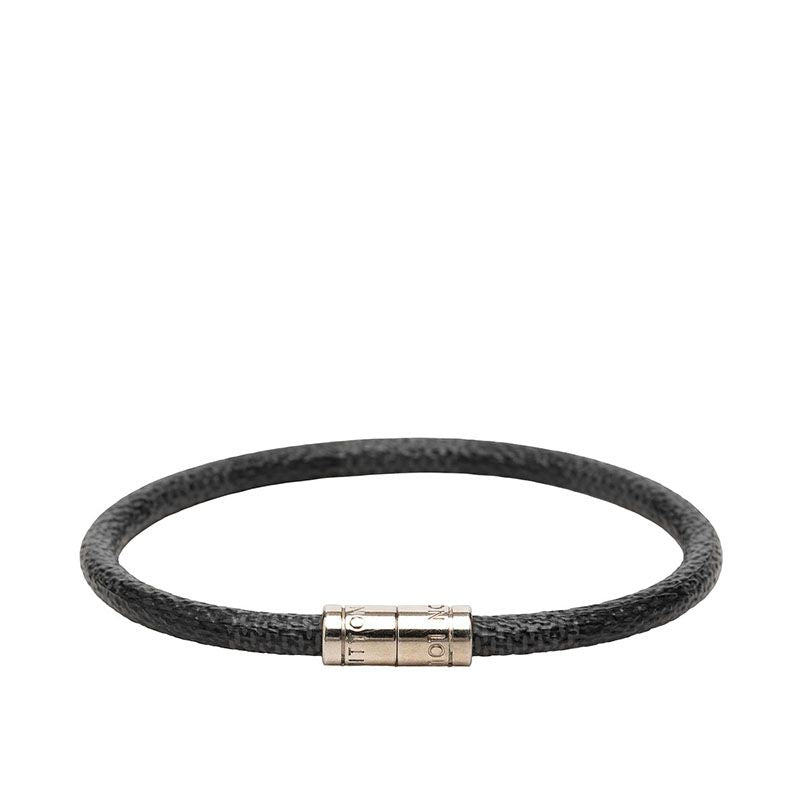 Louis Vuitton Damier Graphite Bracelet Keep It Black Silver Metal