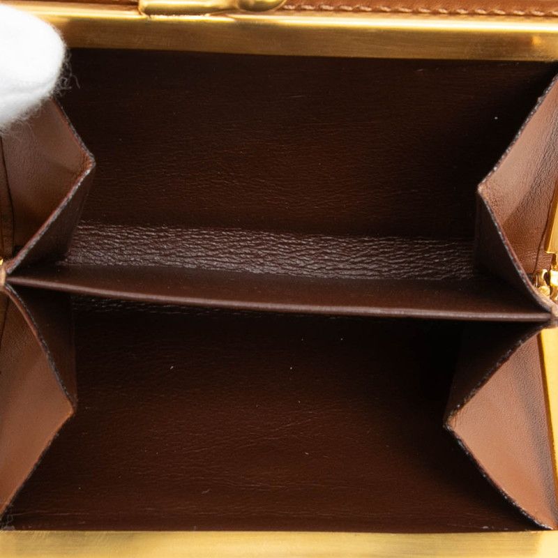 Gucci Kiss Lock Coin Case Brown Leather — view 4