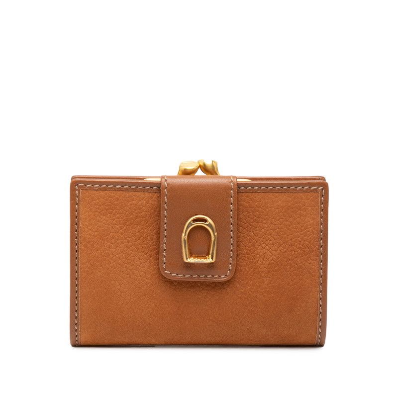 Gucci Kiss Lock Coin Case Brown Leather
