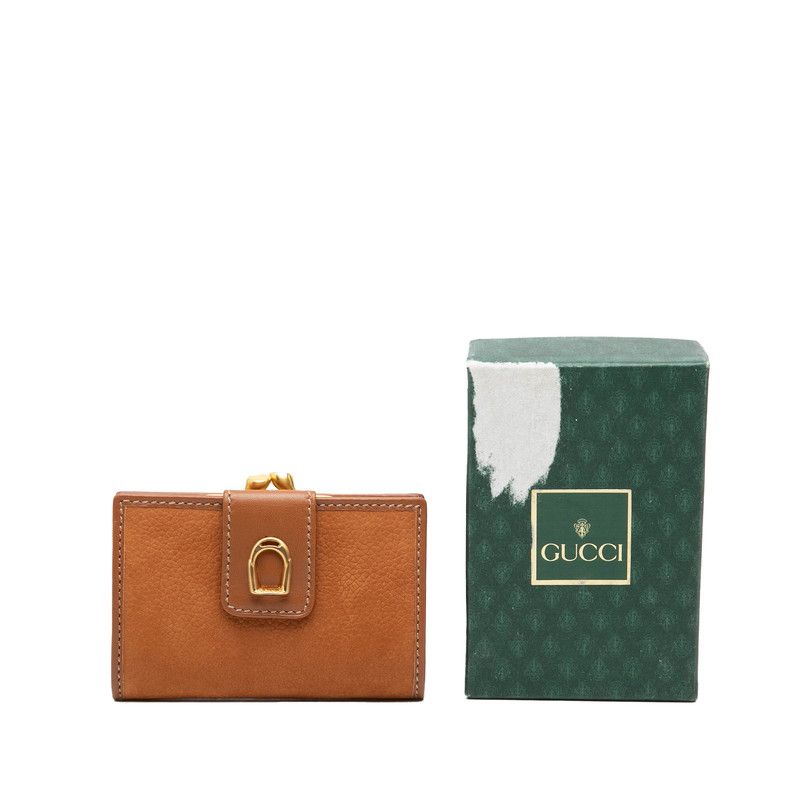 Gucci Kiss Lock Coin Case Brown Leather — view 7