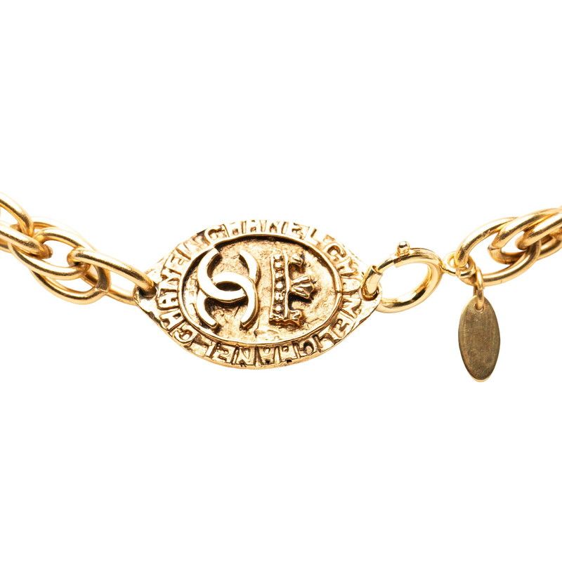 Chanel CC Logo Chain Necklace Gold Plated — view 3