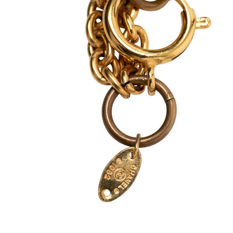 Chanel Vintage Chain Necklace Gold Plated Faux Pearl — view 7