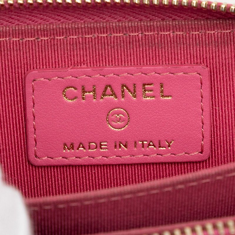 Chanel CC Logo Quilted Coin Purse Pink Caviar Leather — view 5