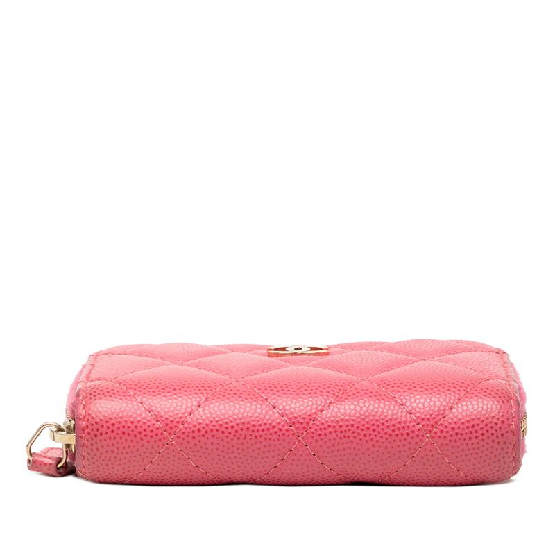 Chanel CC Logo Quilted Coin Purse Pink Caviar Leather — view 3